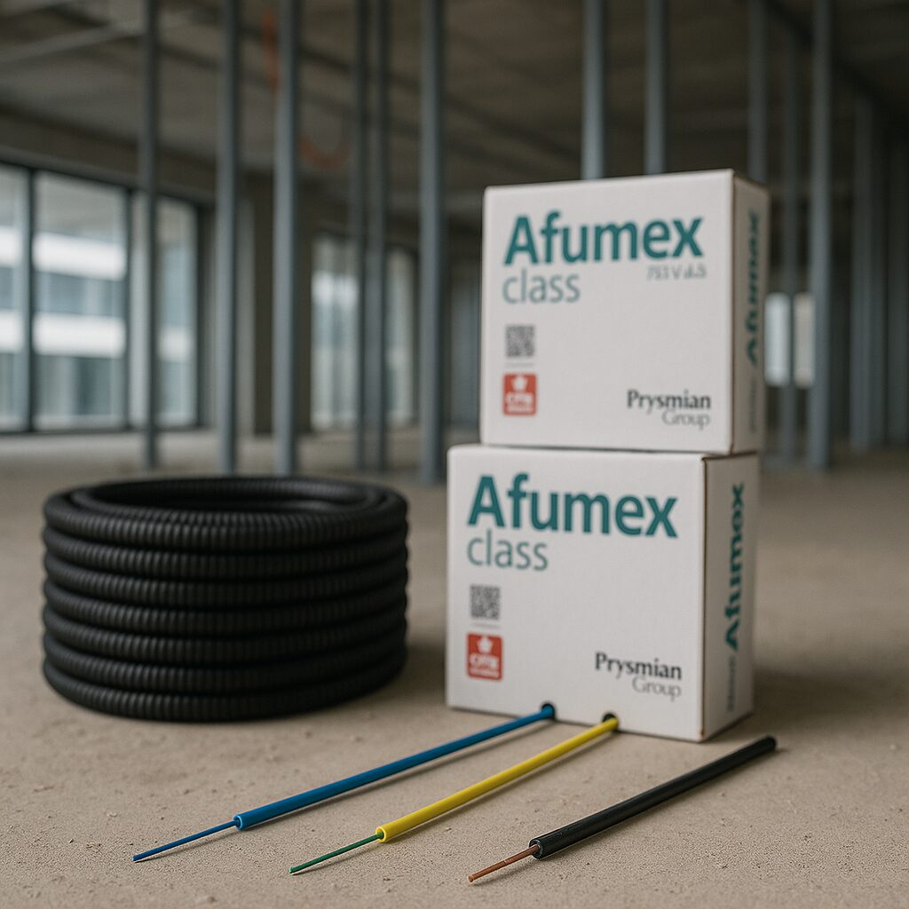 Caja de Prysmian, un fabricante global de cables y sistemas de energía y telecomunicaciones