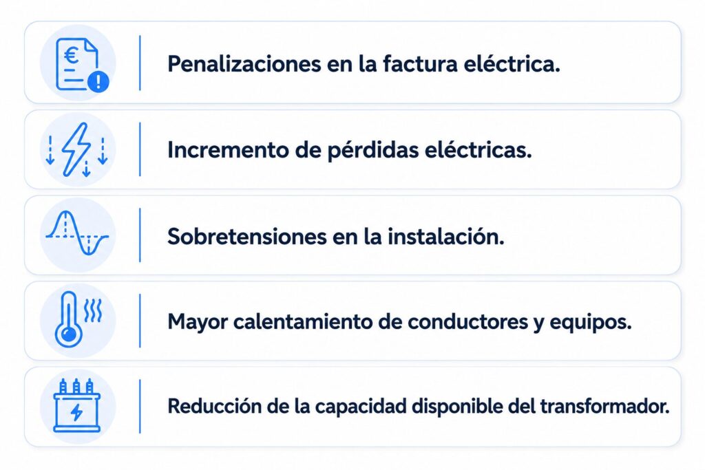 consecuencias de la energía reactiva capacitiva durante periodos de baja carga